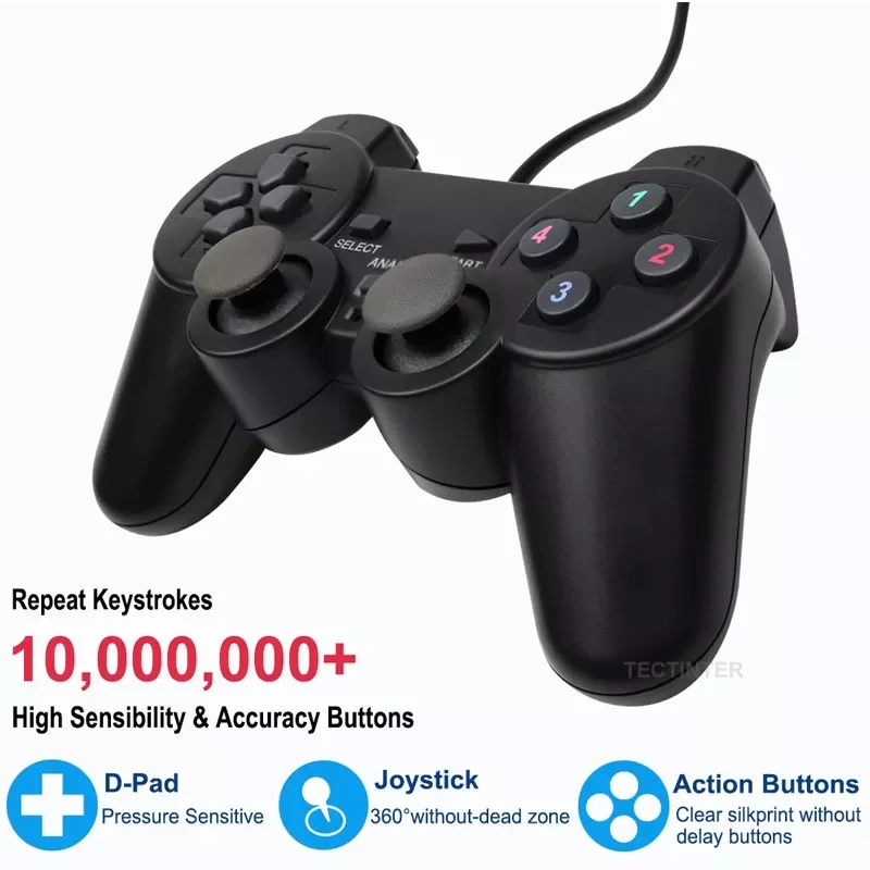 

USB PC Game Controller Gamepad For WinXP/Win7/8/10 Joypad For PC Windows Computer Laptop Black Game Joystick