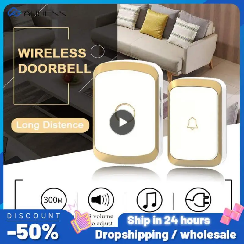 

1~8PCS 300m Range Intelligent Door Bell 433mhz Wireless Doorbell Us Eu Uk Plug Home Door Calling Bell Smart Home Cordless Chimes