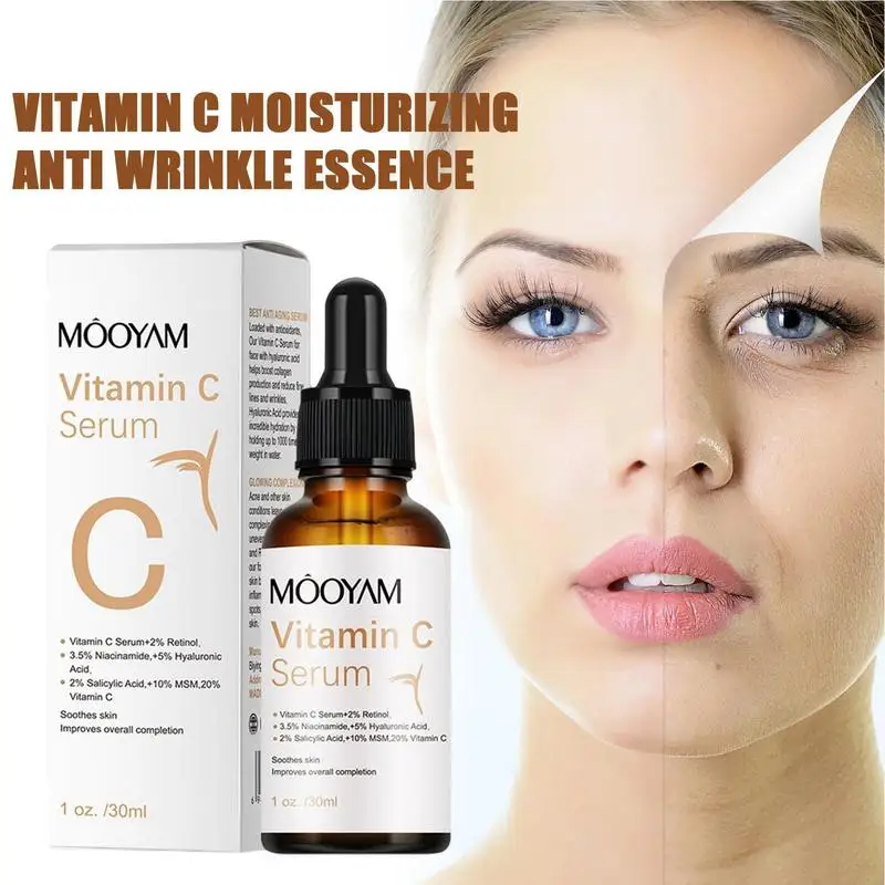 

30ml Vitamin C Face Serum Whitening Anti Dark Spot Hyaluronic Acid Essence Hydrating Revitalizing Face Moisturizer Skin Care