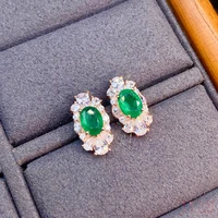 fine jewelry natural emerald earrings 925 sterling silver new womens fashion earrings support testing trendy