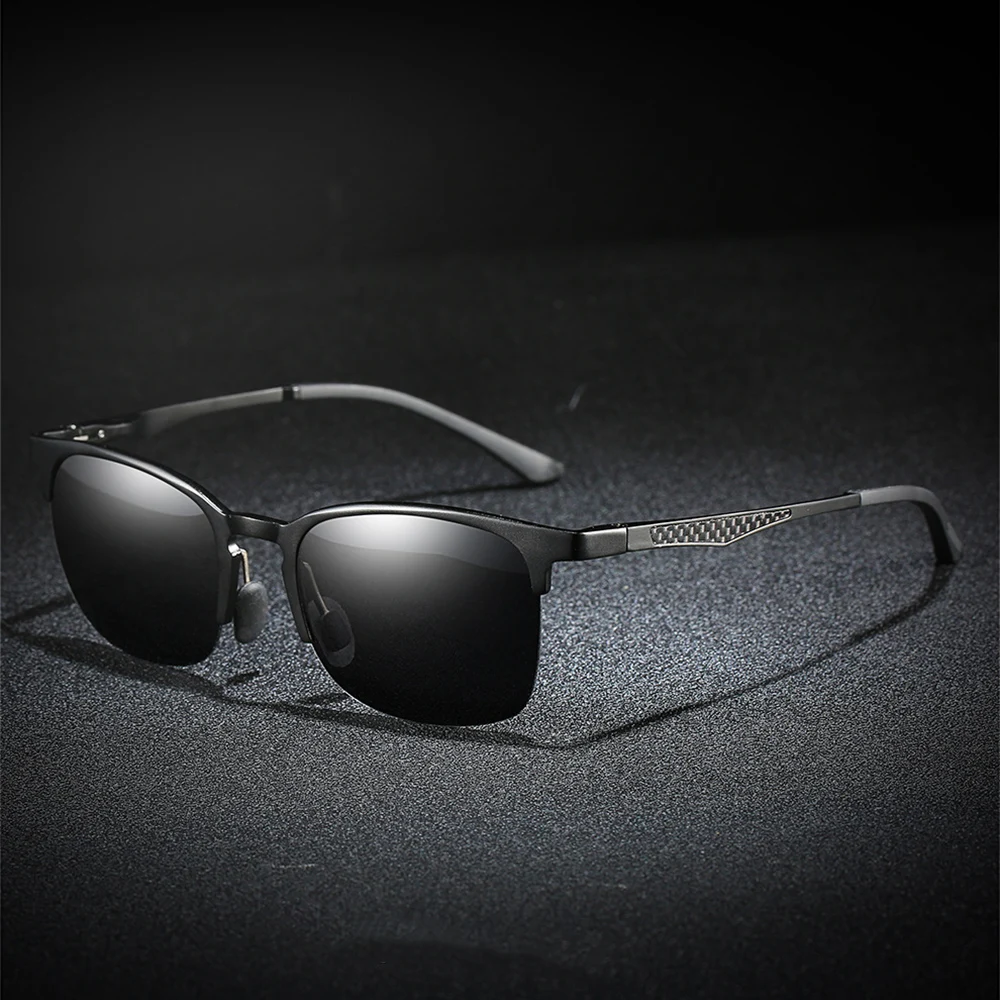 

Carbon Fiber Al-mg Alloy Half-rim Polarized Mirror Sunglasses Grey Brown Yellow Lenses Driving Outdoors Sun Glasses