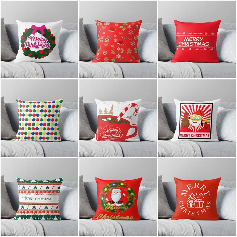 

Red hat Merry Christmas Decorative Home pillow case Cushion covers autumn 45X45cm nordic color 40x40cm Modern Living Room sofa