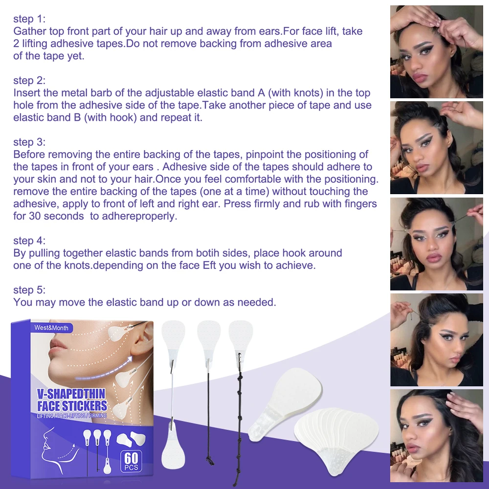 60 шт. невидимые V ленты для лифтинга лица снятие наклейка на морщины клеи лоб шеи