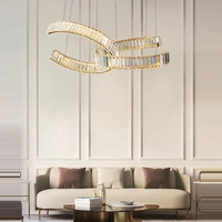 art deco dimmable crystal clear golden silver led chandelier lighting lustre suspension luminaire lampen for dinning room foyer