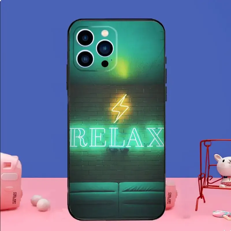 Неоновый легкий Чехол для телефона iPhone 15 14 13 12 11 Pro Max Xs Xr X 7 8 Plus Mini силиконовый