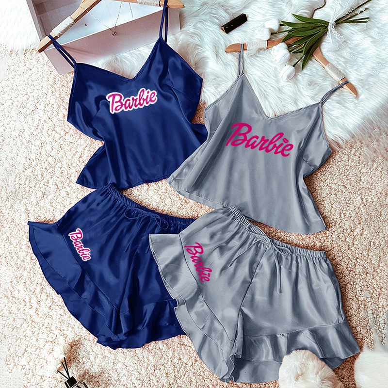 Пижама Барби женская без рукавов модная пикантная мягкая свободная тонкая
