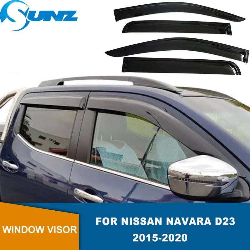 

Дефлекторы боковых окон для Nissan Navara D23 2015 2016 2017 2018 2019 2020, черный акриловый козырек для окон, защита от ветра и дождя, солнца