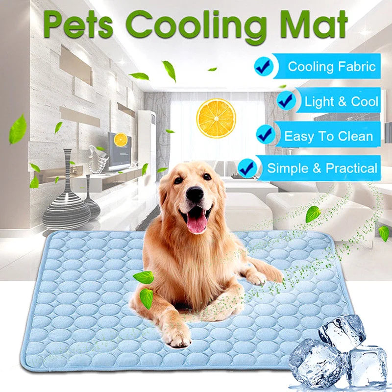 

S/M/L/XL Size Pet Cooling Mat Summer Ice Pad CoolCore Fabric Dog Beds Sofa Cushion Blanket for All Pets Breathable Cooling Mats