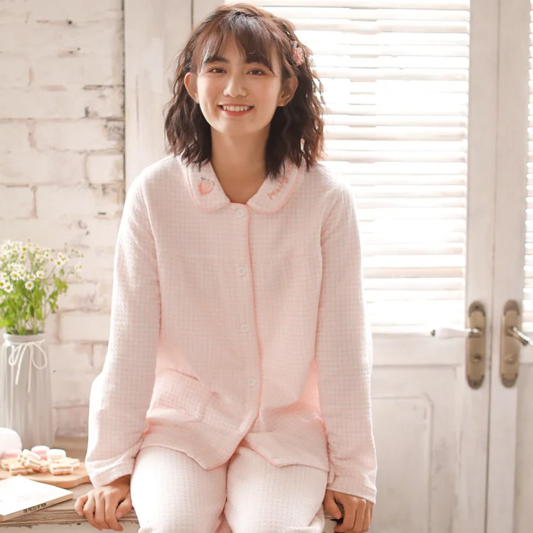 

2021 Manqiu осенне-зимний новый женский хлопковый милый костюм с длинным рукавом Домашняя одежда хлопковая теплая Пижама