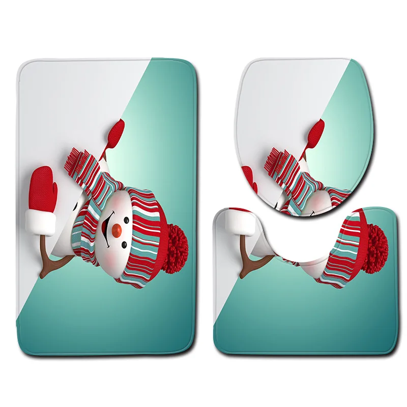 

Трехкомпонентный напольный 3D-коврик в виде снеговика для ванной и туалета, дверной коврик, ковер для ванной комнаты