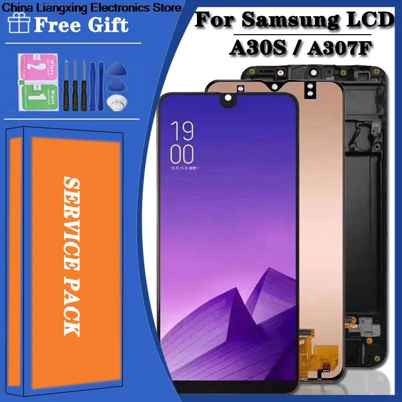 

Tft para samsung a30s SM-A307FN/ds a307f/ds a307f display touch screen com montagem do quadro para samsung a30s lcd
