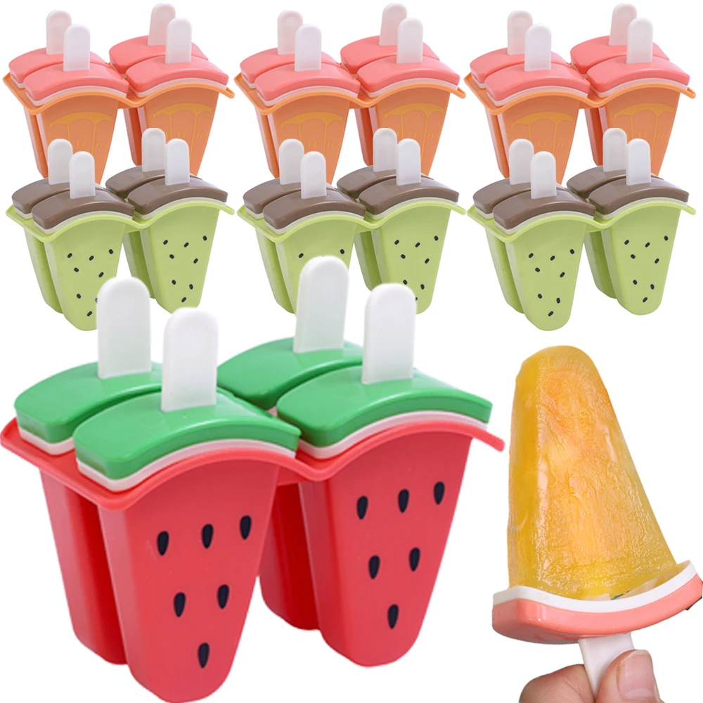 wa forma do lodów 4 siatki z pokrywką w kształcie owoców DIY Domowa na patyku Mrożone soky Mleko Kuchnia Lody Narzędzia produkcji
