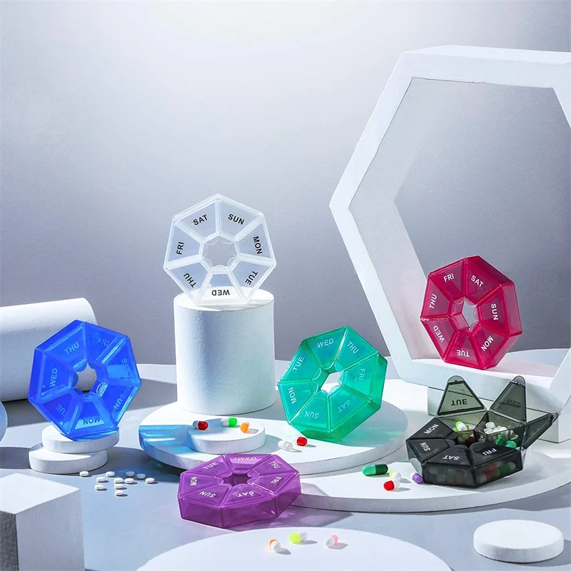 Круглый Портативный разветвитель для таблеток органайзер коробка лекарств 7