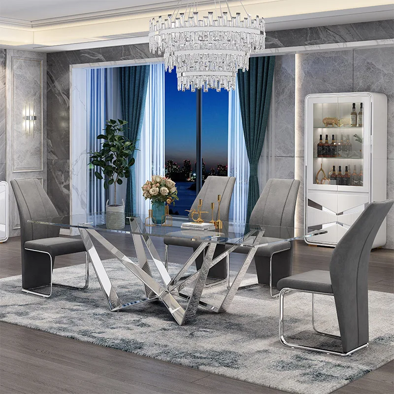 Кухонный золотой обеденный стол современный комплект 8 стульев Cadeiras 6 мебель для