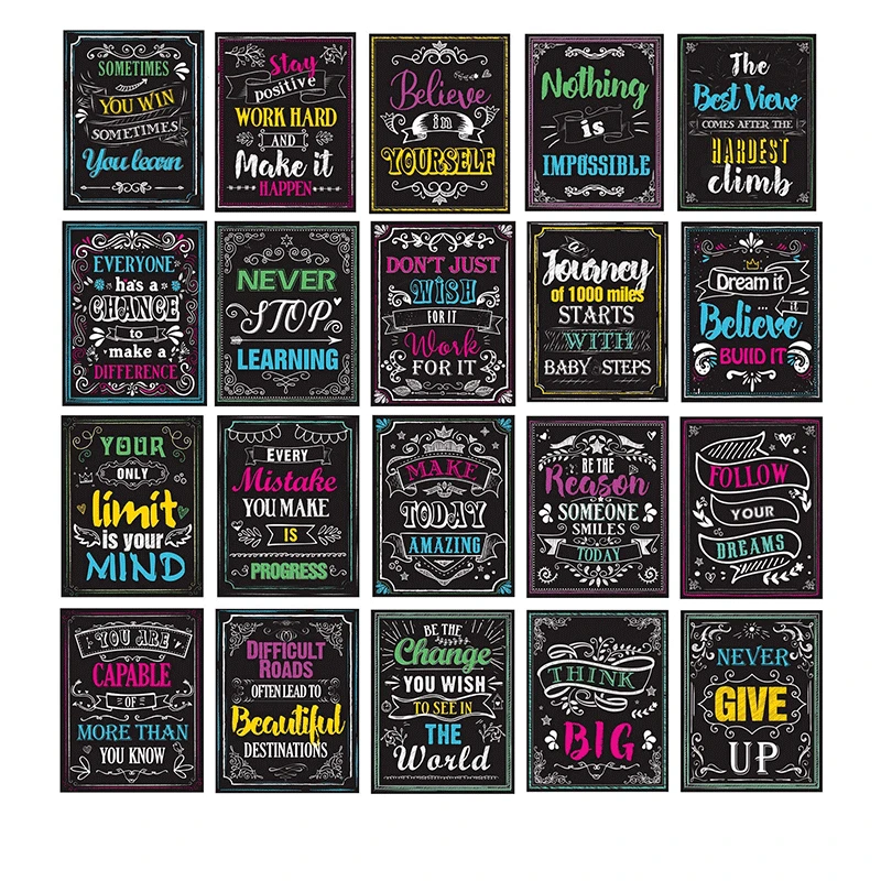 

English Inspirational Silk Painting Motivational Poster School Office Classroom Wall Pictures for Teacher Students School