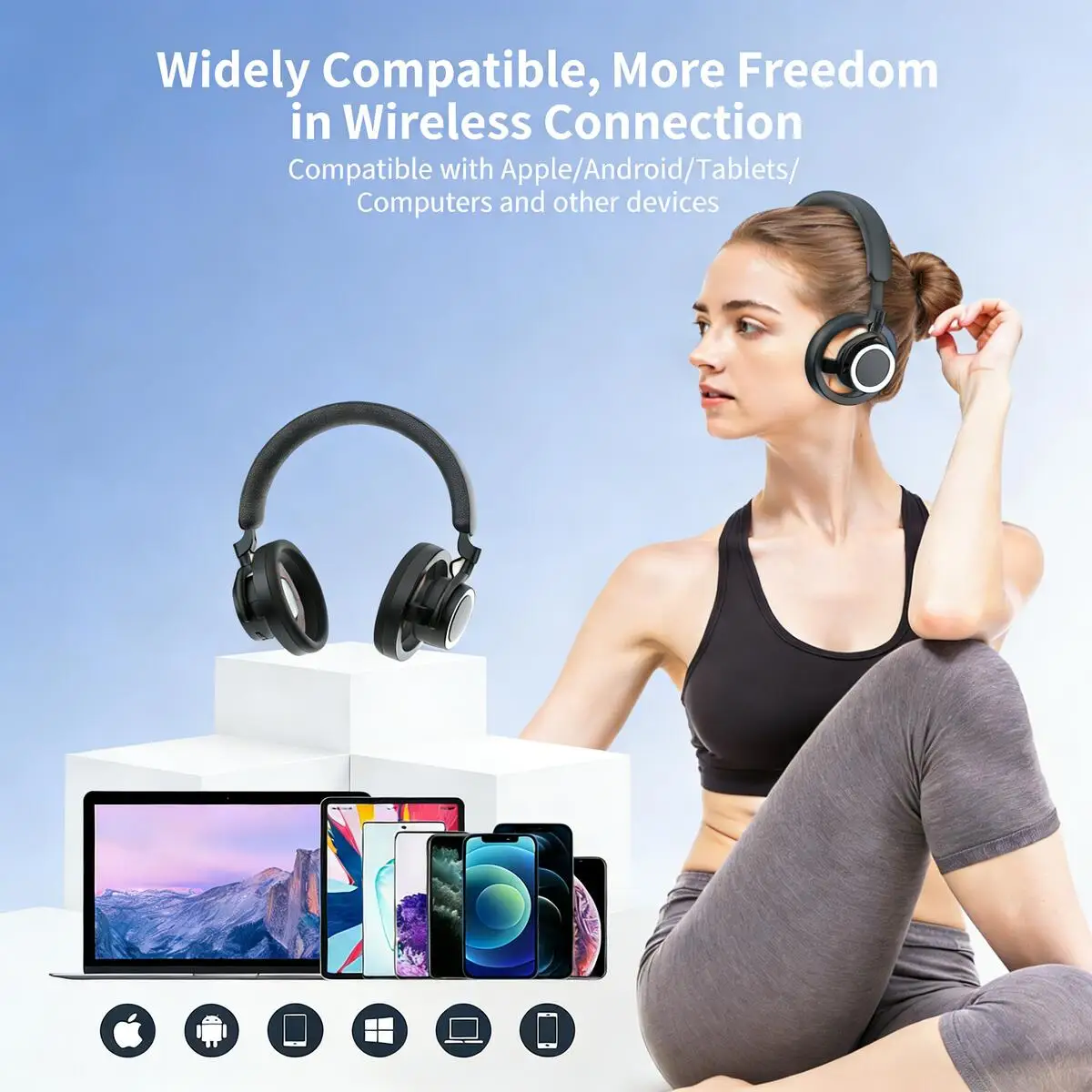 Беспроводные Bluetooth-наушники с полым дизайном, накладные, 360° звучание °   Объемный звук, длительное время автономной работы, Hi-Fi стерео для музыки и повседневного использования (art.: 3920d4affbef8) - 3920d4affbef8