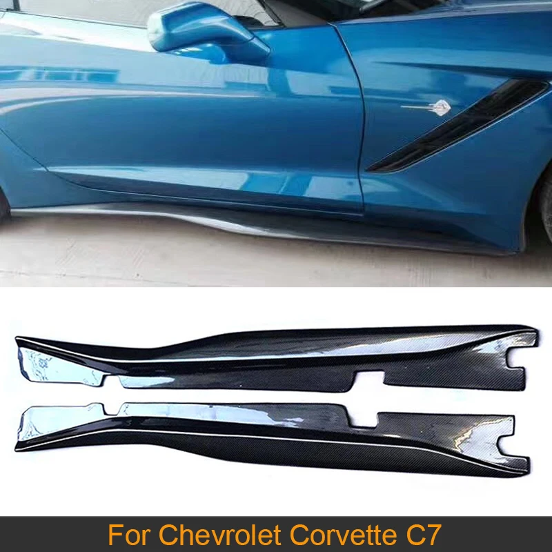 

Car Side Skirts Body Kit For Chevrolet Corvette C7 2013 - 2018 Carbon Fiber Door Bumper Lip Skirts Aprons Body Kits