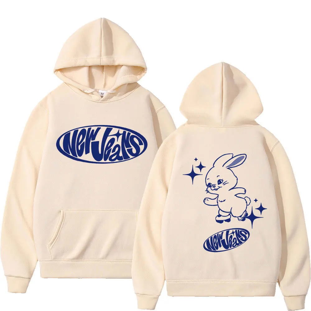 

NewJeans Bunny Print Hoodies Fashion Hip Hop Street Long Sleeve Sweatshirt A Unisex Cotton Plus Size Gym Fall/Winter Hoodie