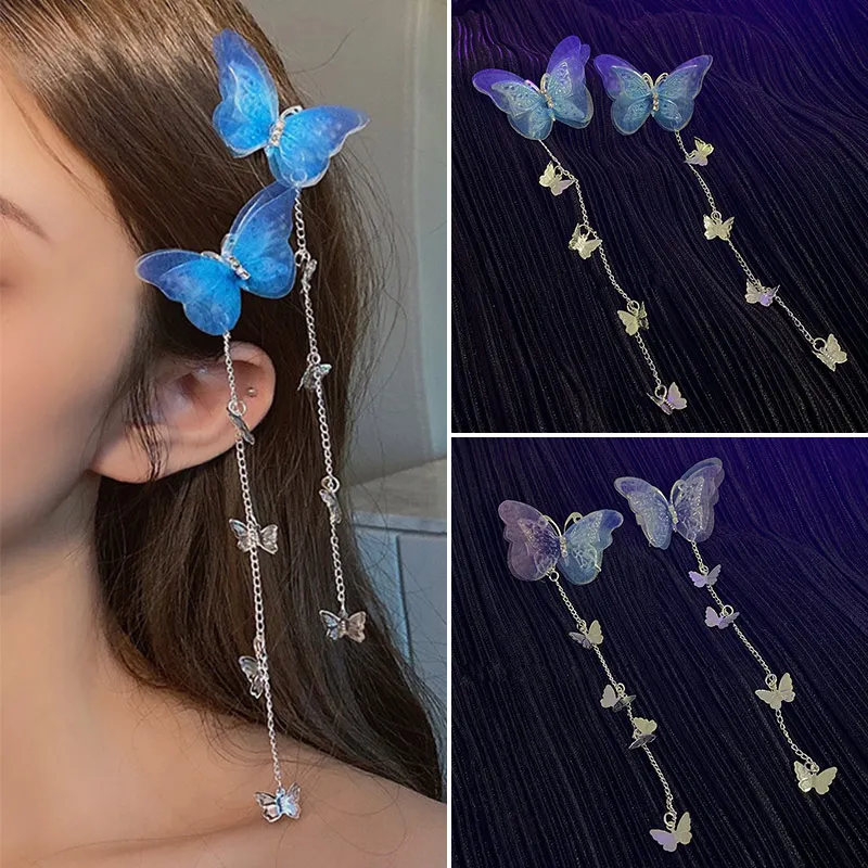 

Tassel Butterfly Hairpins Korean Long Hair Clips Elegant Women Antique Hair Accessories Girls Party Side Clip