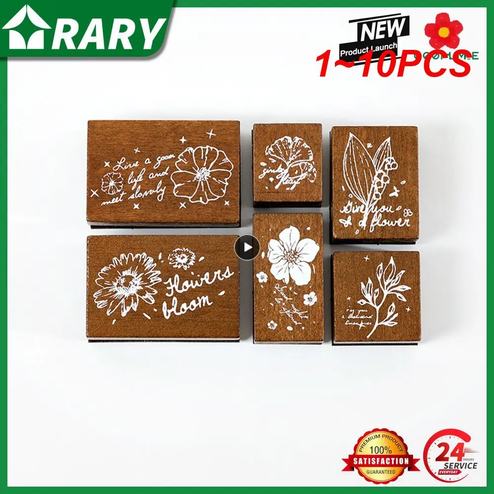 

1 ~ 10 шт. винтажные марки Yoofunbox с цветочными растениями, деревянная резиновая печать для детской рукоделия, скрапбукинга, изготовления открыток