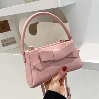 bow tie small pu leather crossbody side bag women 2022 summer fashion shoulder handbags and purses brand designer cute totes
