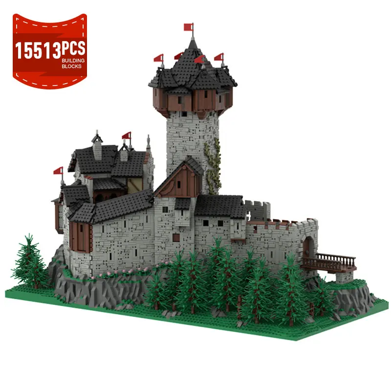 

Moc Germany Burg Falkenstein Medieval Castle in Carinthia Austrian Alps Building Blocks Model City Retro Architecture Kids Toys