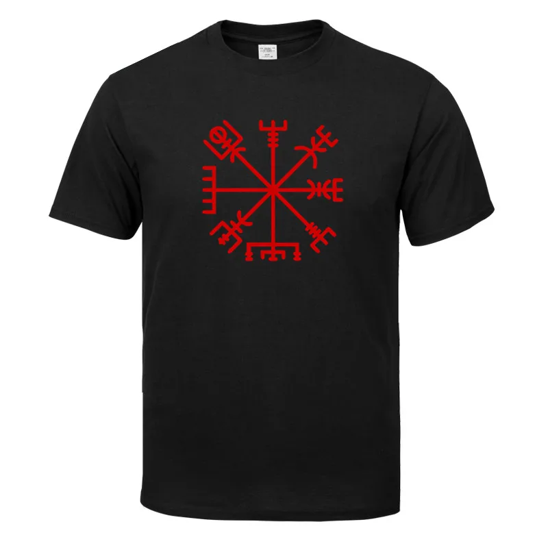 

Руна викингов Vegvisir Talisman мужские черно-белые хлопковые футболки, летняя футболка для скейтборда, футболка для мальчиков, скейт, топы