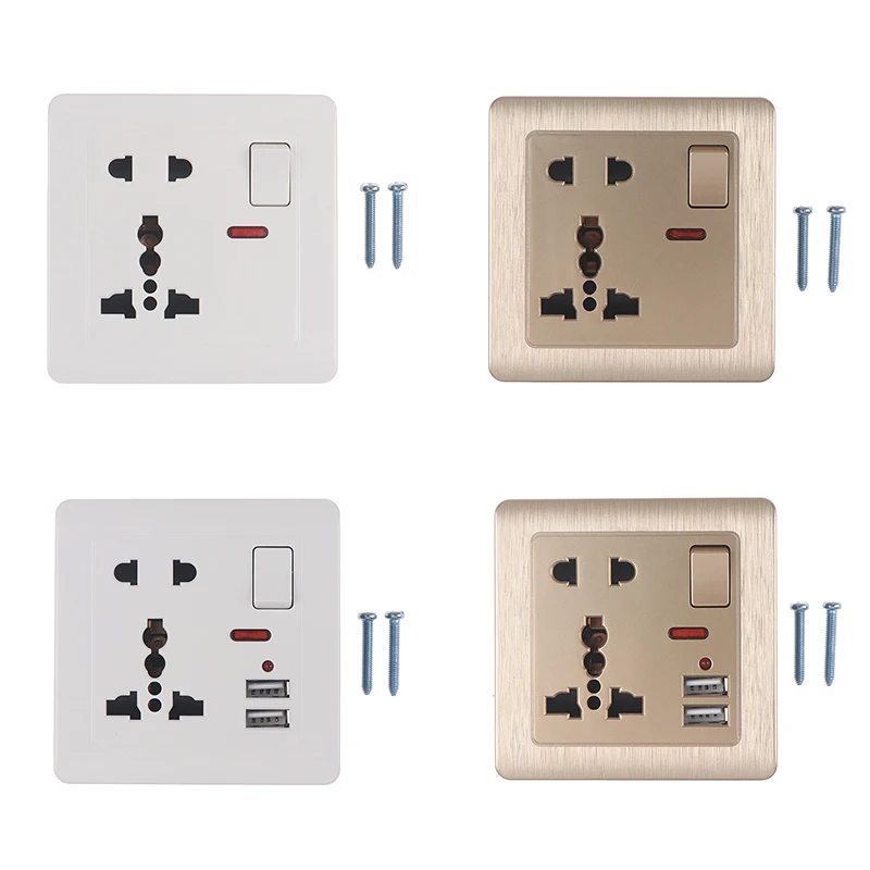 

1PC UK Standard USB Outlet,Dual USB Charger Port,Global universal 13A electrical socket, Switch control USB Wall Power Socket