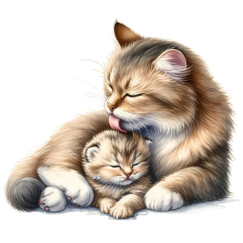 

Наклейка «Мать-кошка и ее котенок»