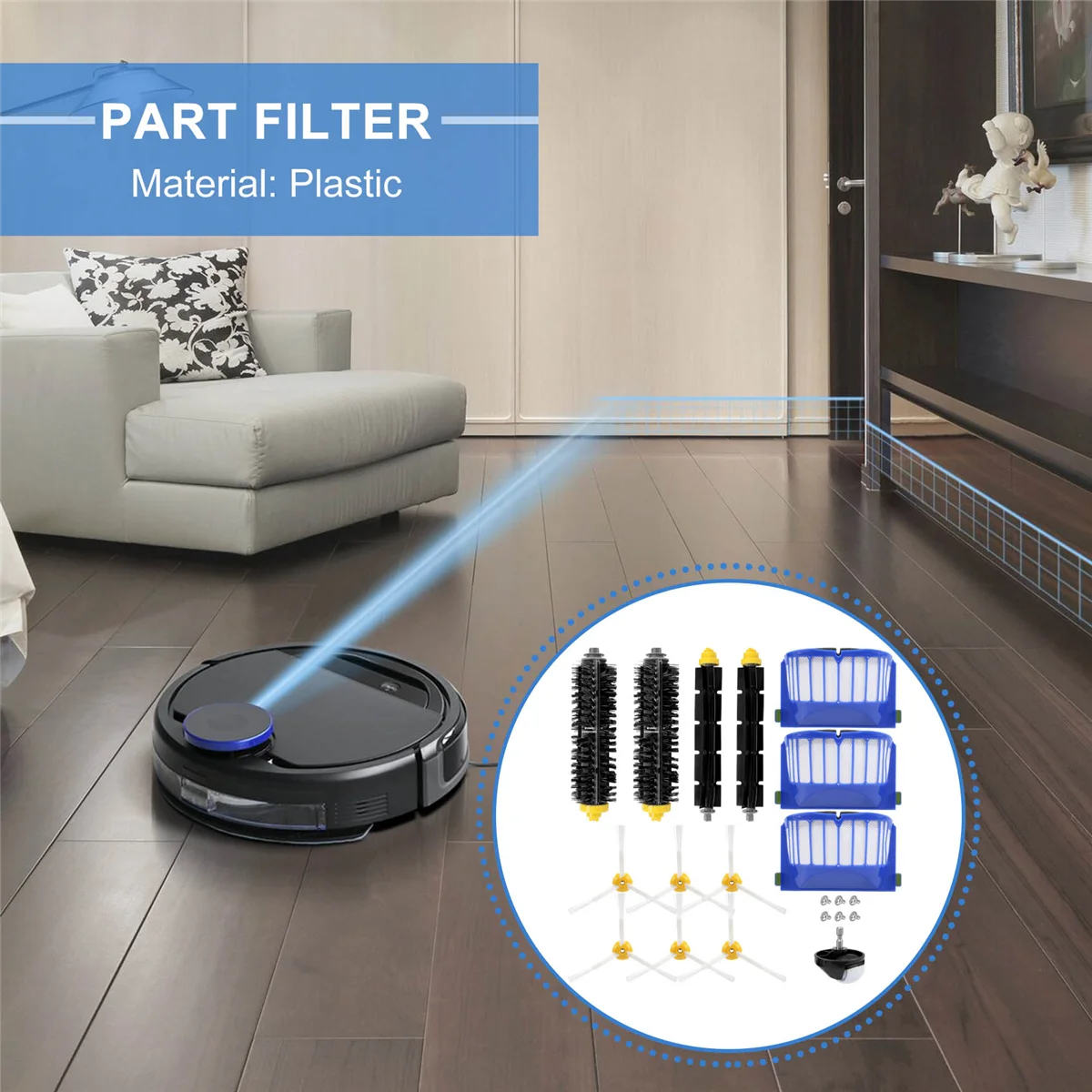 Фото Hepa-фильтр с основной боковой щеткой для Roomba 600 серии 605 606 610 615 620 625 630 632 639 650 660 671 675 681 №5