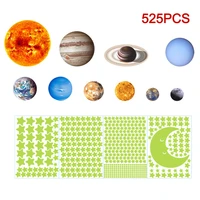 525pcs birthday gift educational diy art moon planet stars decals for ceiling shining space party home decor glow in the dark
