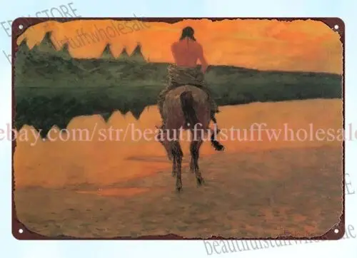 Индийская лошадь деревня натви американская Фредерик Ремингтон металлические