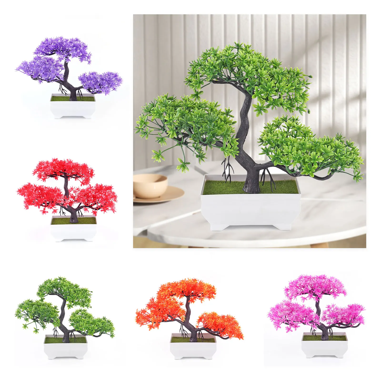 

Cherry Snowball Simulation Plant Potted Grass Ball Bonsai Small Tree Home Decoration Flower Ornament Creativity Mini Ball