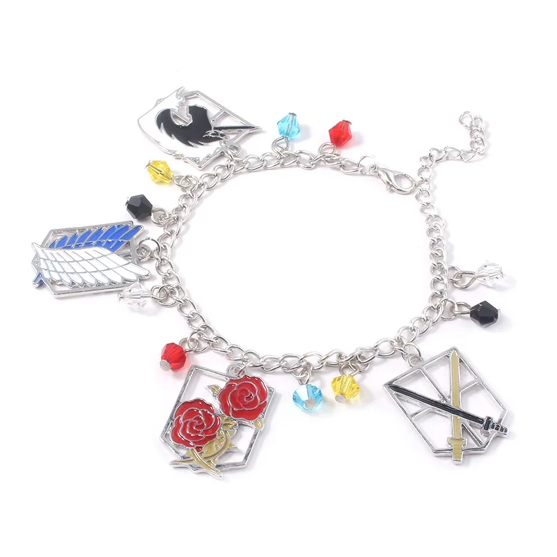 

Anime Bracelet Attack on Creative Titan Four Troops Badge Metal Jewelry Cosplay Bracelet Man Woman Gift Carnival Accessories