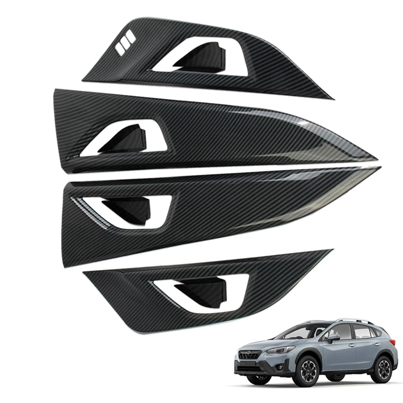 

4Pcs Carbon Fiber Interior Mouldings Inner Door Handle Bowl Panel Decoration Cover Trim For Subaru XV 2017-2022