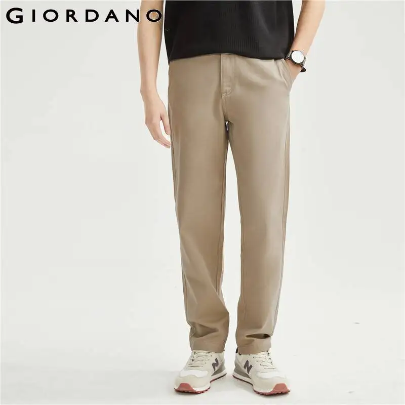 GIORDANO Men Pants 100% Cotton Mid Rise Comfort Chinos Multi-Pocket Solid Color Simple Basic Fashion Casual Pants 18113901