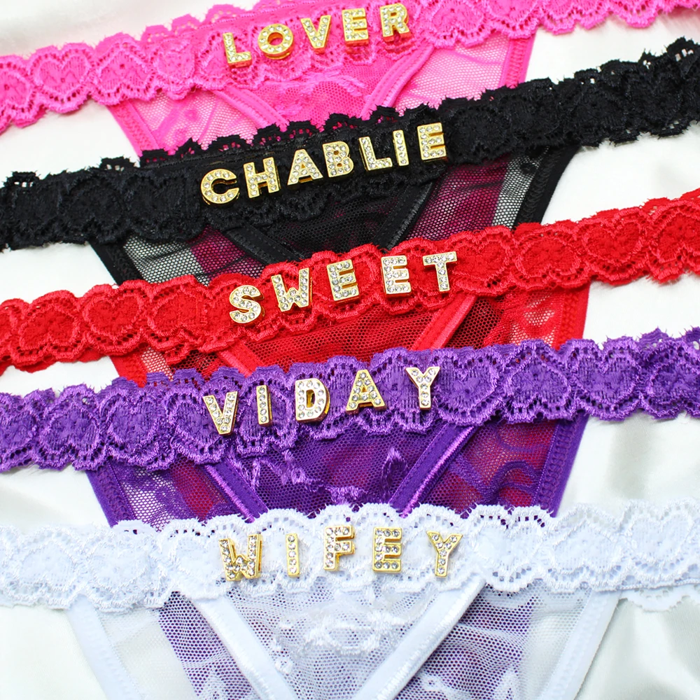 Стринги на заказ персонализированные стринги со стразами и буквами женские