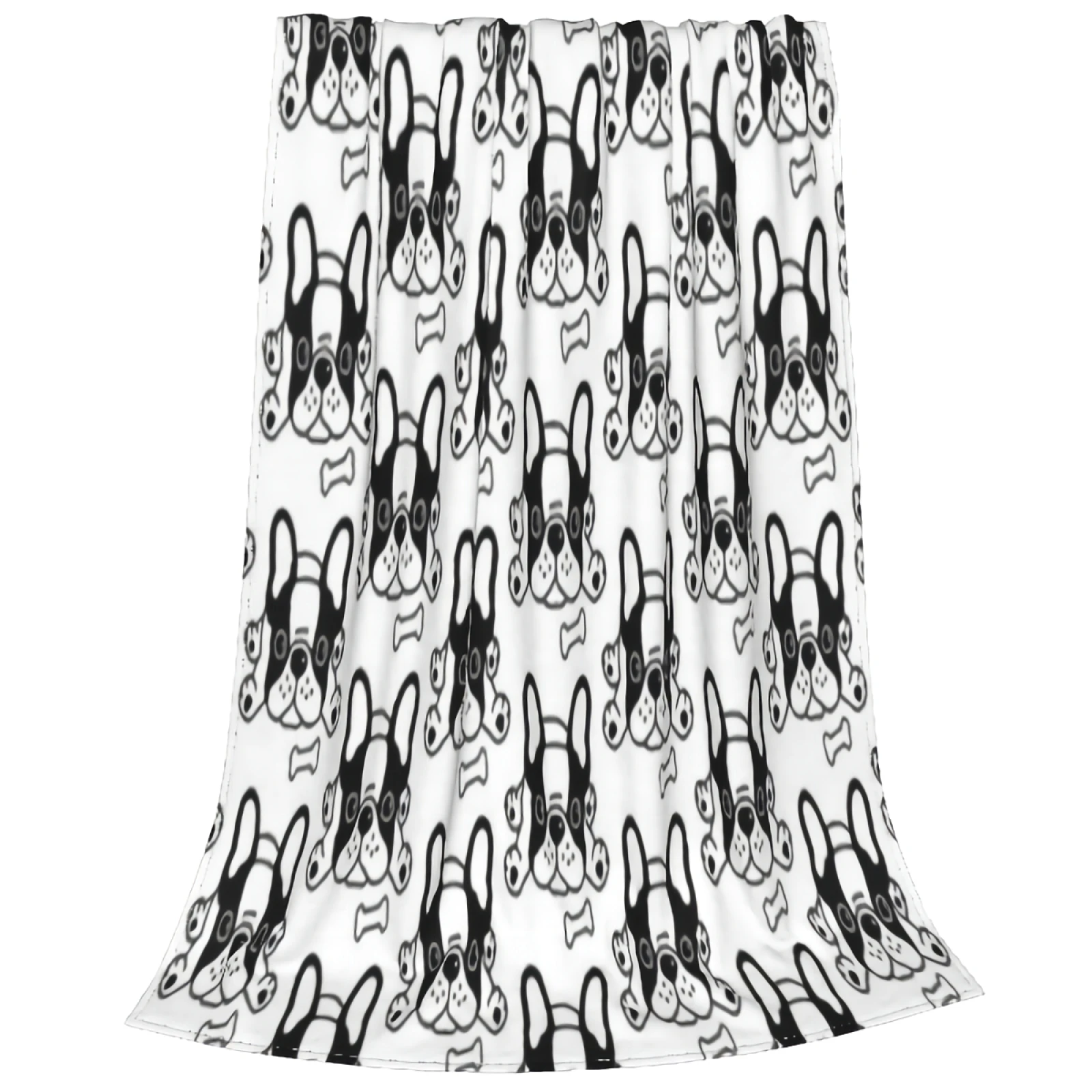 

Ультрамягкое фланелевое одеяло с косточками, мультяшный Рисунок собаки, французский бульдог, кость, 60x50 дюймов