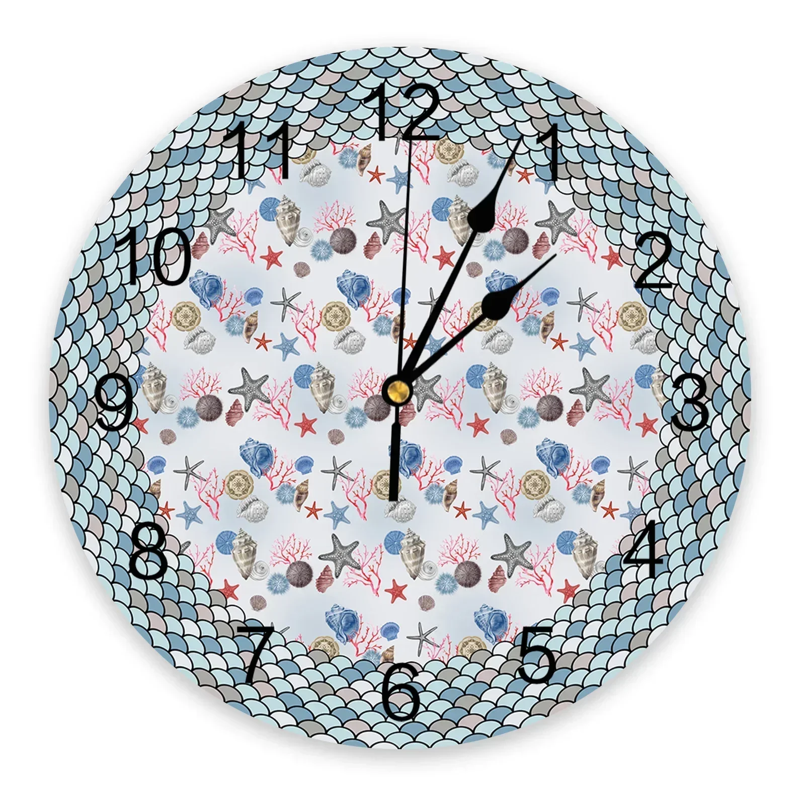 Настенные часы рыбные чешуи круглые кухонные Подвесные с морскими звездами