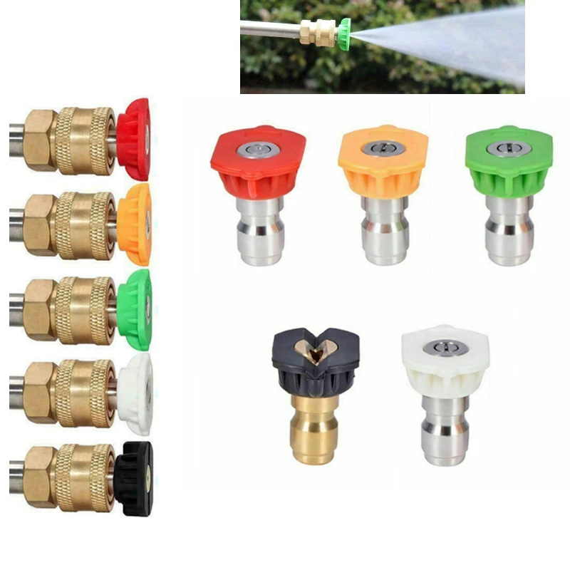 Car Washer Spray Nozzle Pressure Washer Spray Tips Nozzles High Power Kit Quick Connect Spray Nozzles Tips Foam Nozzle Parts