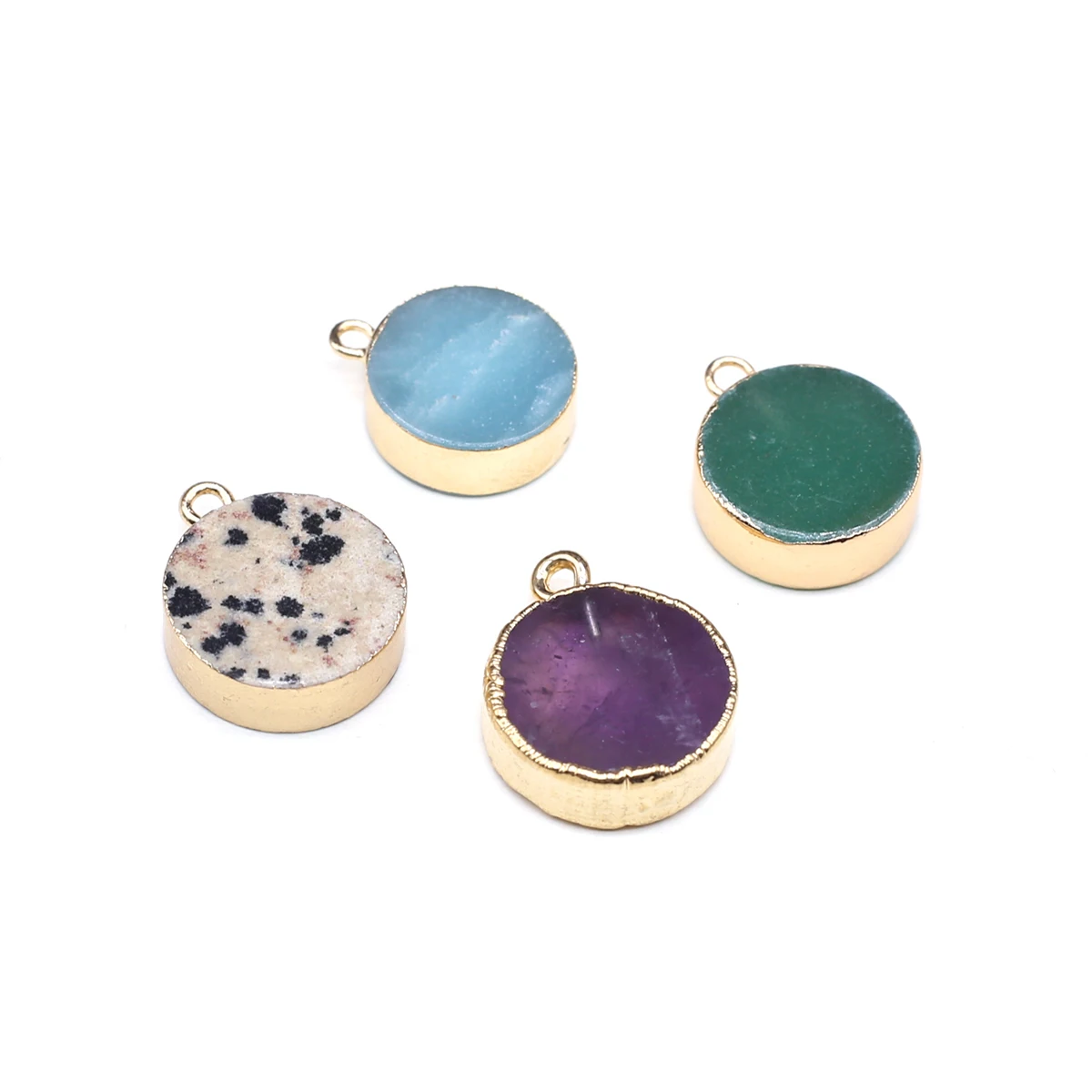 

2pc/lot Natural Stone Pendants Gold Plated Round Amethyst Charms for Jewelry Making Diy Women Necklace Earrings Gifts