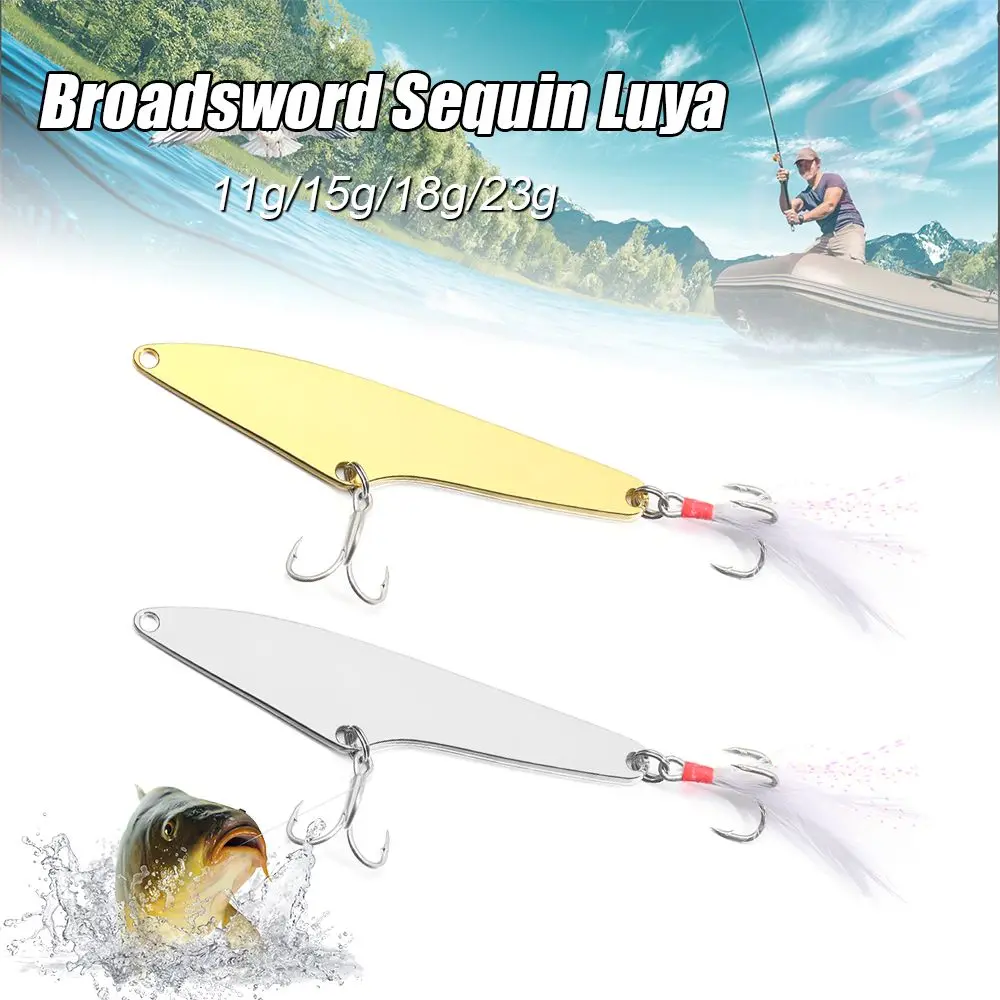 

99cm 23g Durable Rotating Metal Pike Wobble with Feather Spinner Spoon Hook Crank Hooks Perch Bionic Bait Sequin Lure