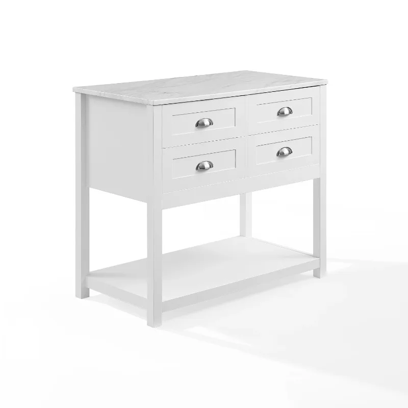 

Connell Kitchen Island/Cart White/White Marble