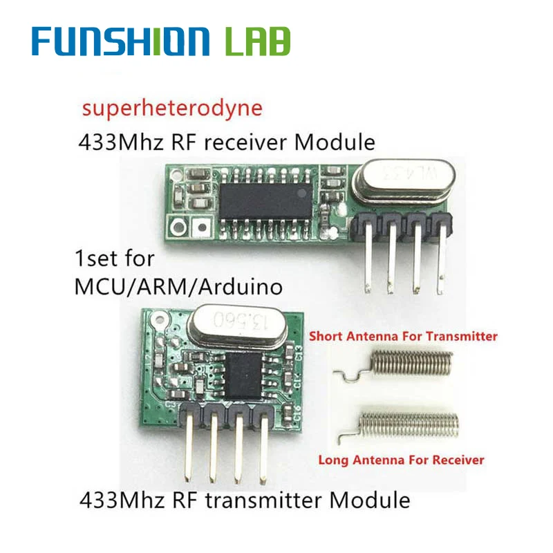 FUNSHION LAB 433 мгц радиочастотный передатчик и приемник Superheterodyne ASK433 МГц модуль с