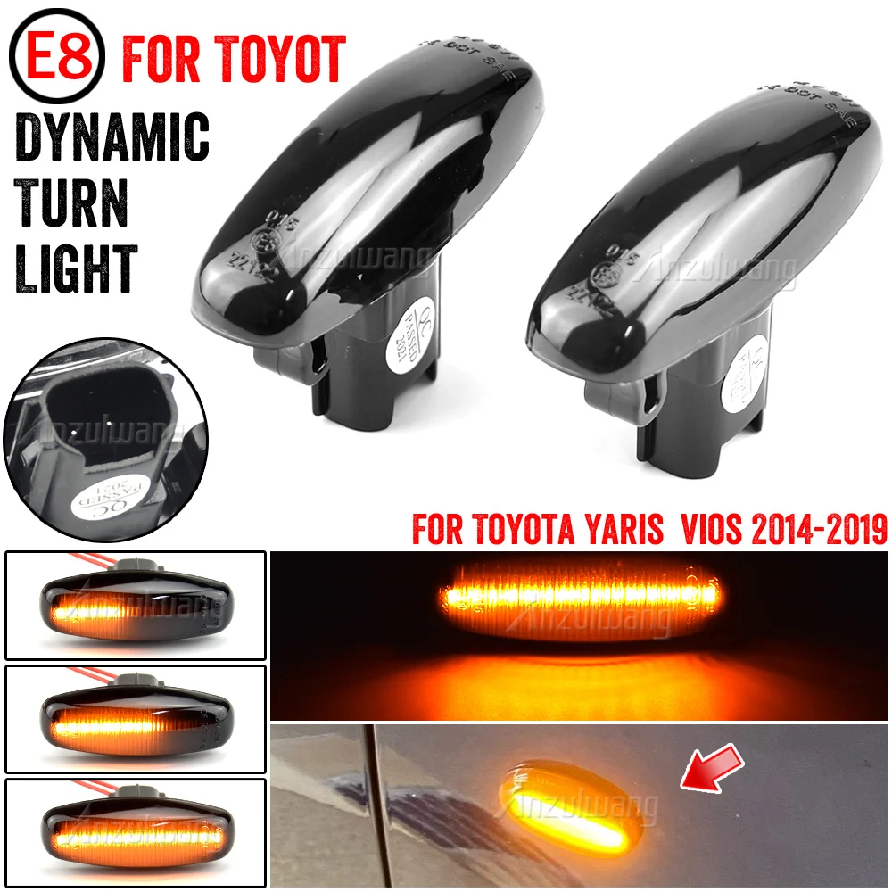 

2 adet araba Led dinamik yan Marker dönüş sinyal ışığı Toyota Yaris Vios için sıralı flaşör lambası 2014 2015 2016 2017 2018 201