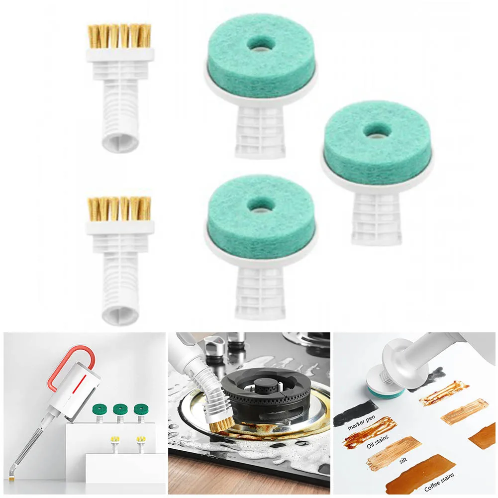 

5pcs/set Cleaning Heads 2 Copper Wire Brushes 3 Scouring Pad Brush Heads For Deerma ZQ600 ZQ610 High Temperature Steam Mop Part