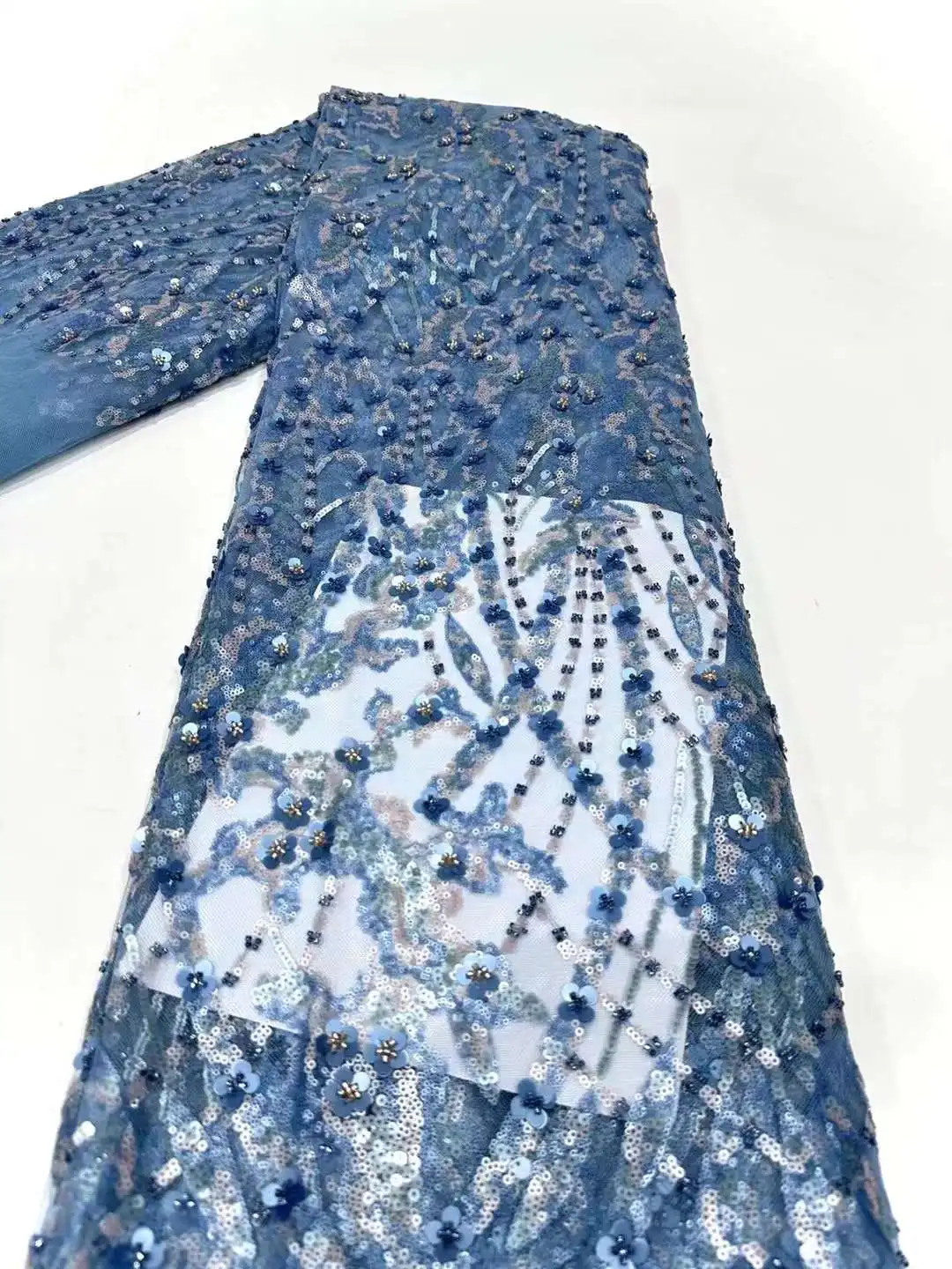 Новейшая Роскошная Элегантная вышивка тяжелая кружевная ткань для жениха