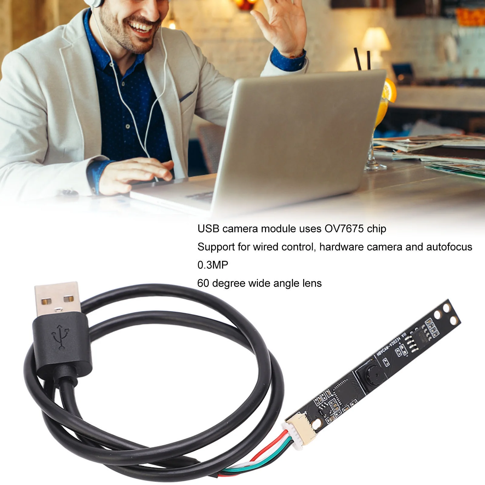Фото Мини USB-камера 0.3 МП 30 кадров/с с широкоугольным объективом OV7675, модуль камеры для ноутбука №4