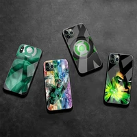 green lantern superhero phone case tempered glass for iphone 13 12 mini 11 pro xr xs max 8 x 7 plus se 2020 cover