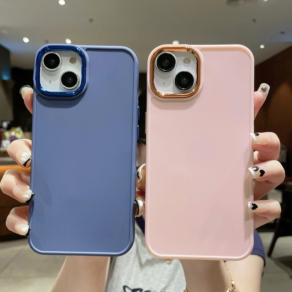 

Electroplated Keys And Camera Bumper Phone Case For iPhone 14 13 12 11 Pro XS Max XR X 8 7 Plus SE 2022 2020 Soft TPU Back Cover